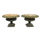 Paire de vases médicis en fonte du XIXème,  55cm de large