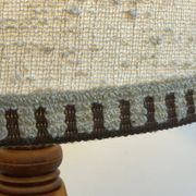 Brutalist floor lamp in turned wood, in the style of Charles Dudouyt.
