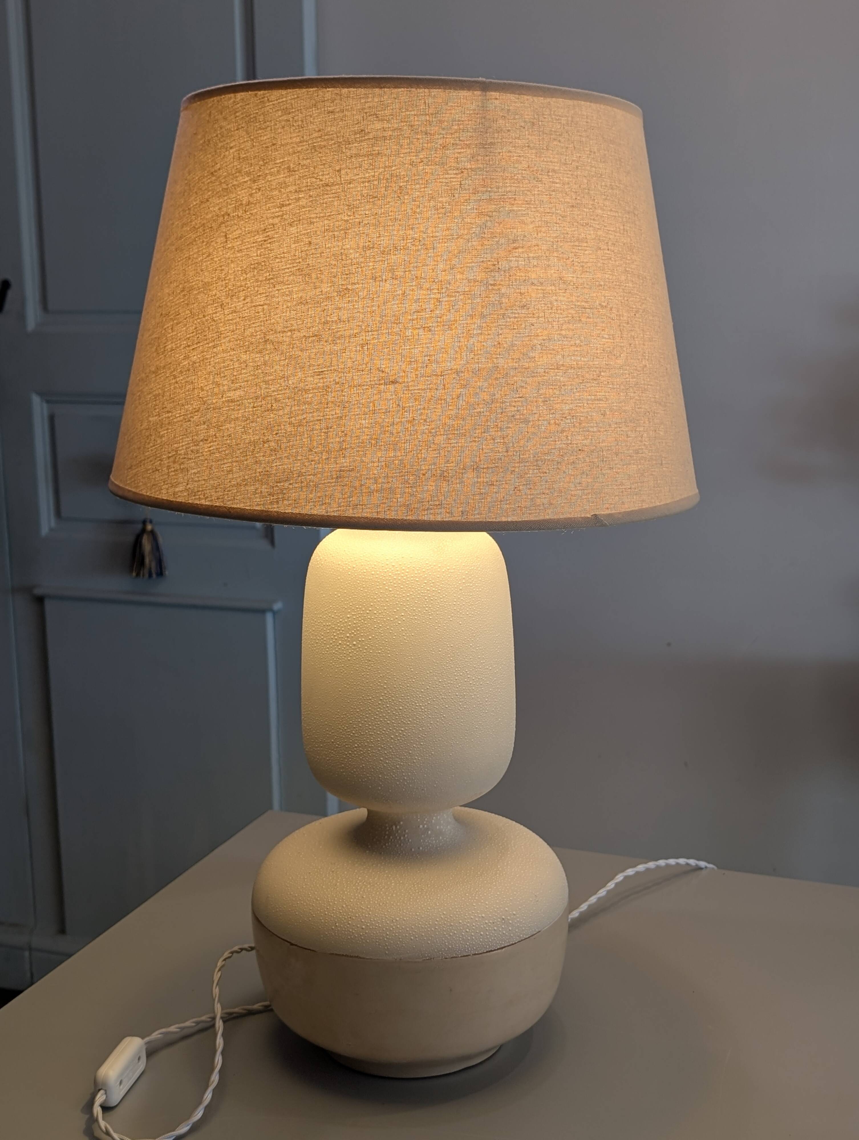 Digoin "perlé" lamp in antique earthenware
