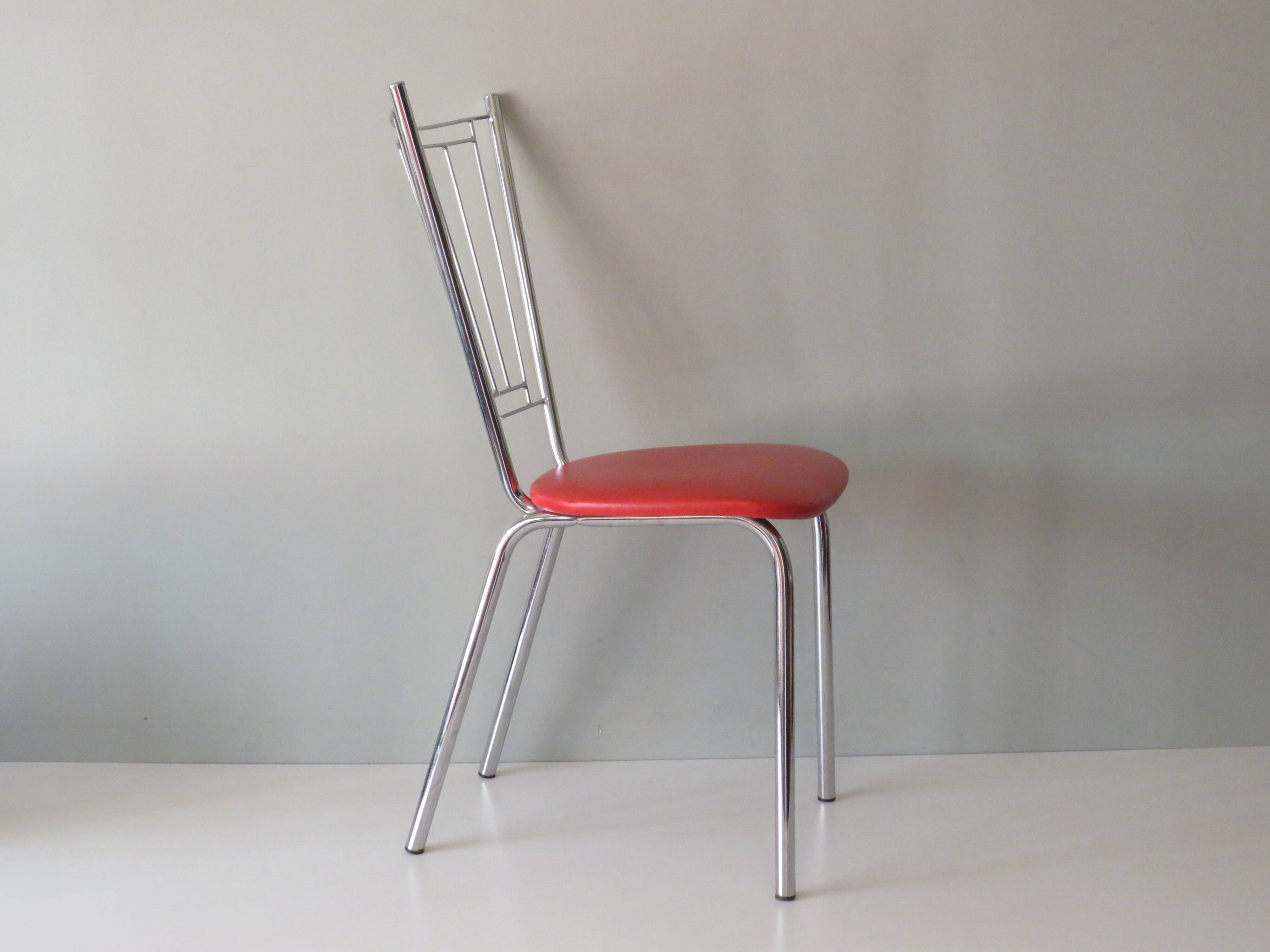 Ensemble de 4 chaises de salle à manger ou de cuisine happy orange, Allemagne 1960