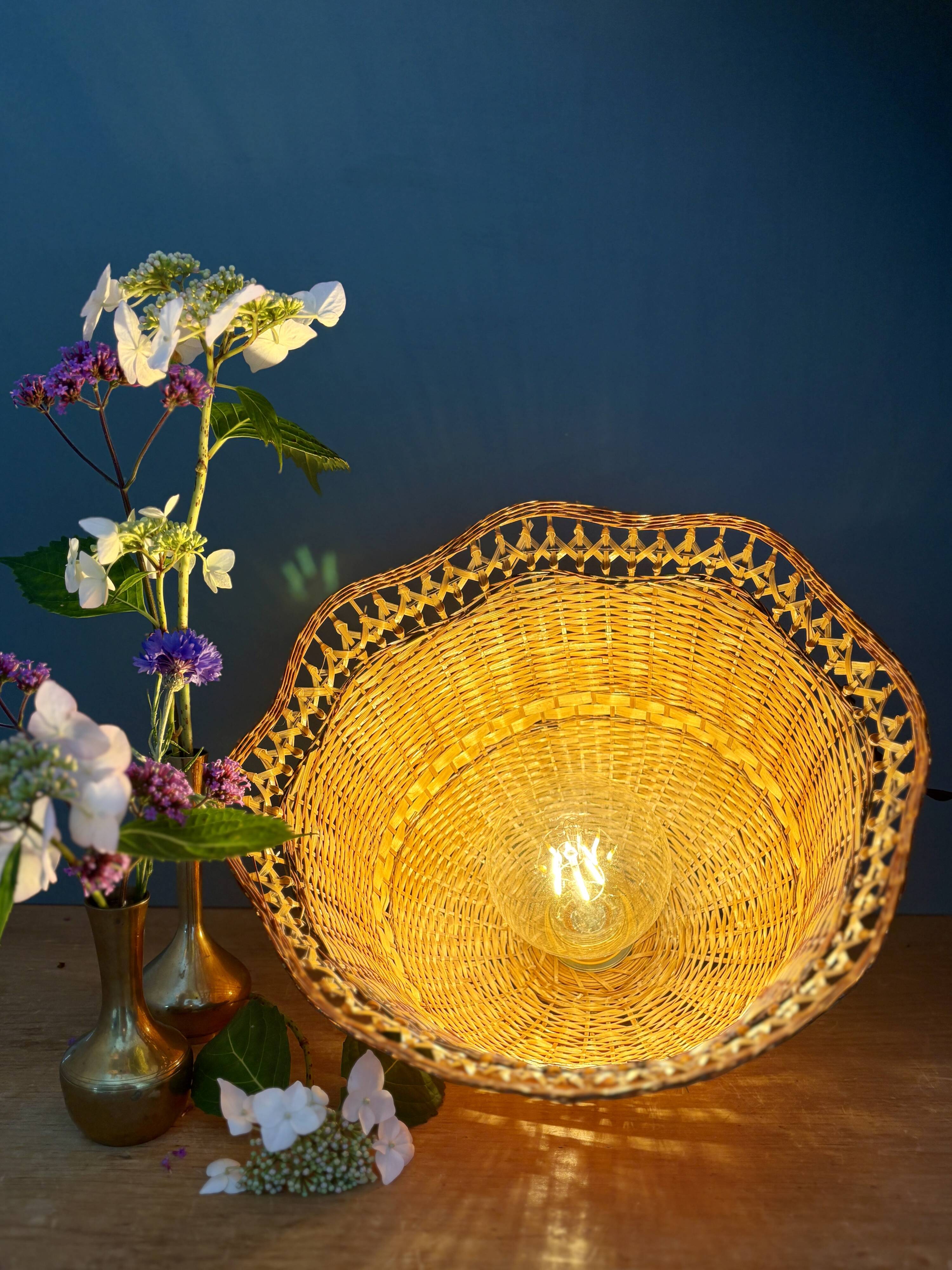 Vintage pendant light in natural materials