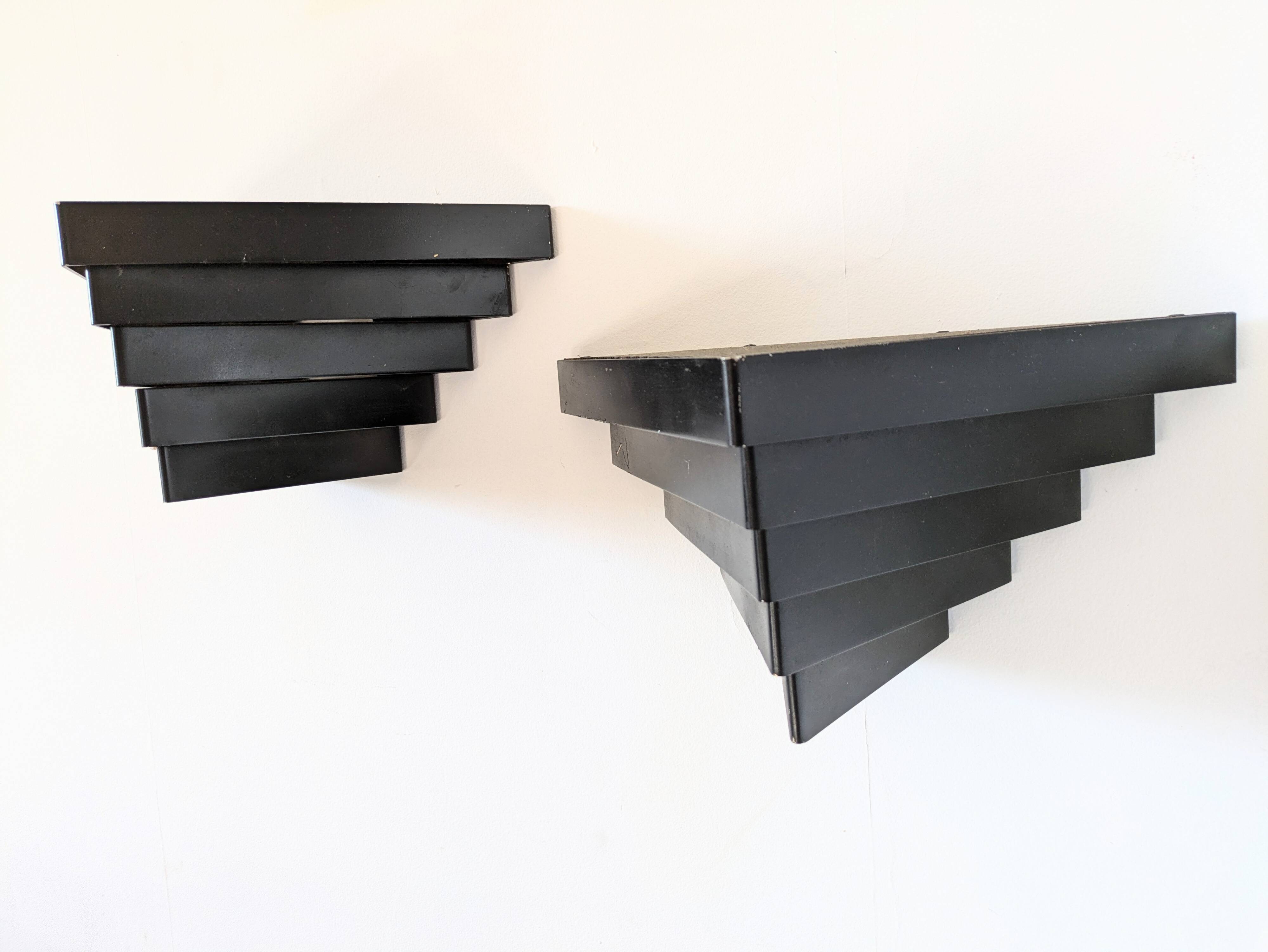 Pair of 1960s wall lights in perforated metal in the style of Mategot