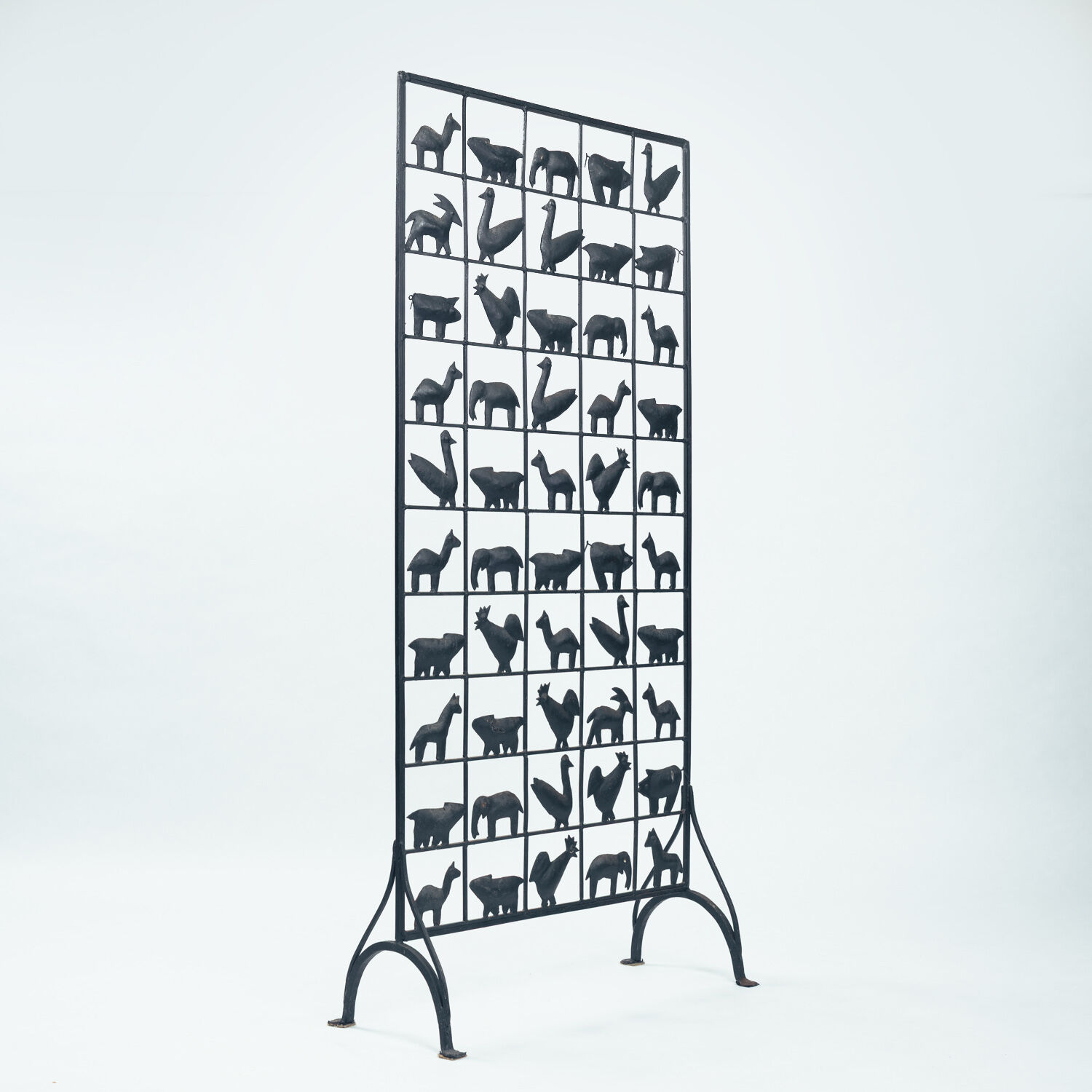 (aft) Atelier des Marolles Touret screen roomdivider wrought iron animals