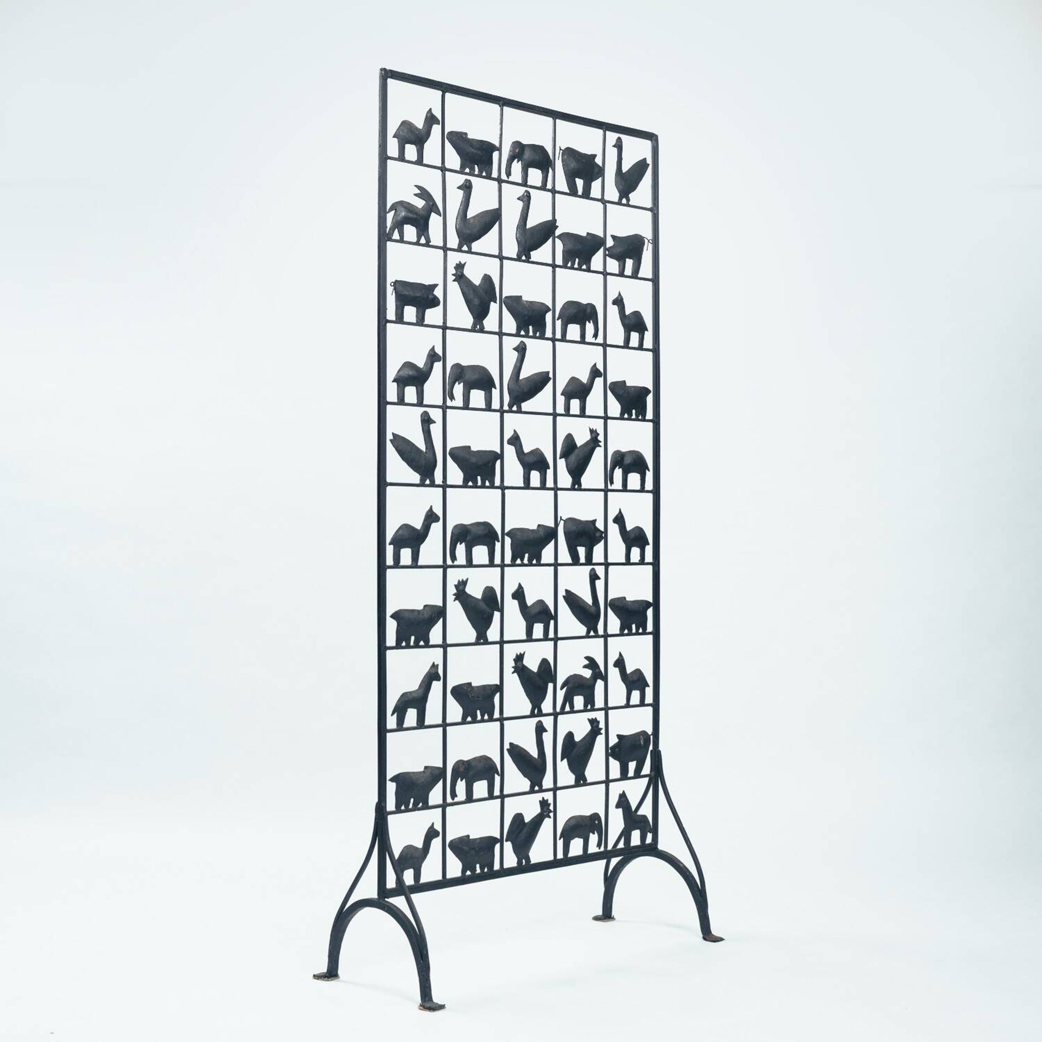(aft) Atelier des Marolles Touret screen roomdivider wrought iron animals