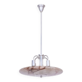 Art Deco Chandelier in Aluminium and Marbled Glass, Czech, 1940s