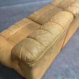 Yellow leather lounge sofa by Laauser, 1970s