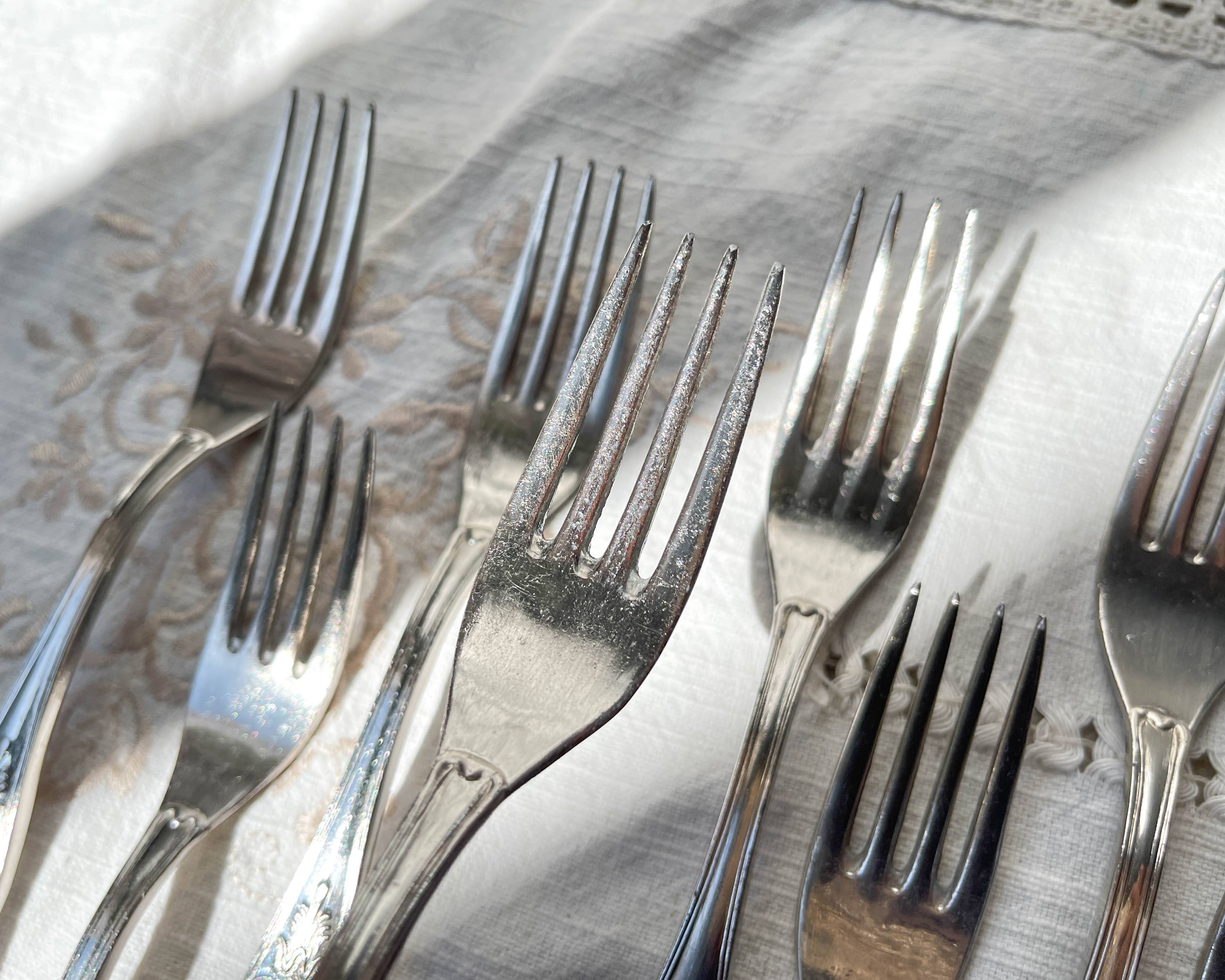 10 Vintage Rocaille Style Metal Forks
