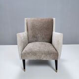 Pair of pearl grey and taupe velvet armchairs, italy