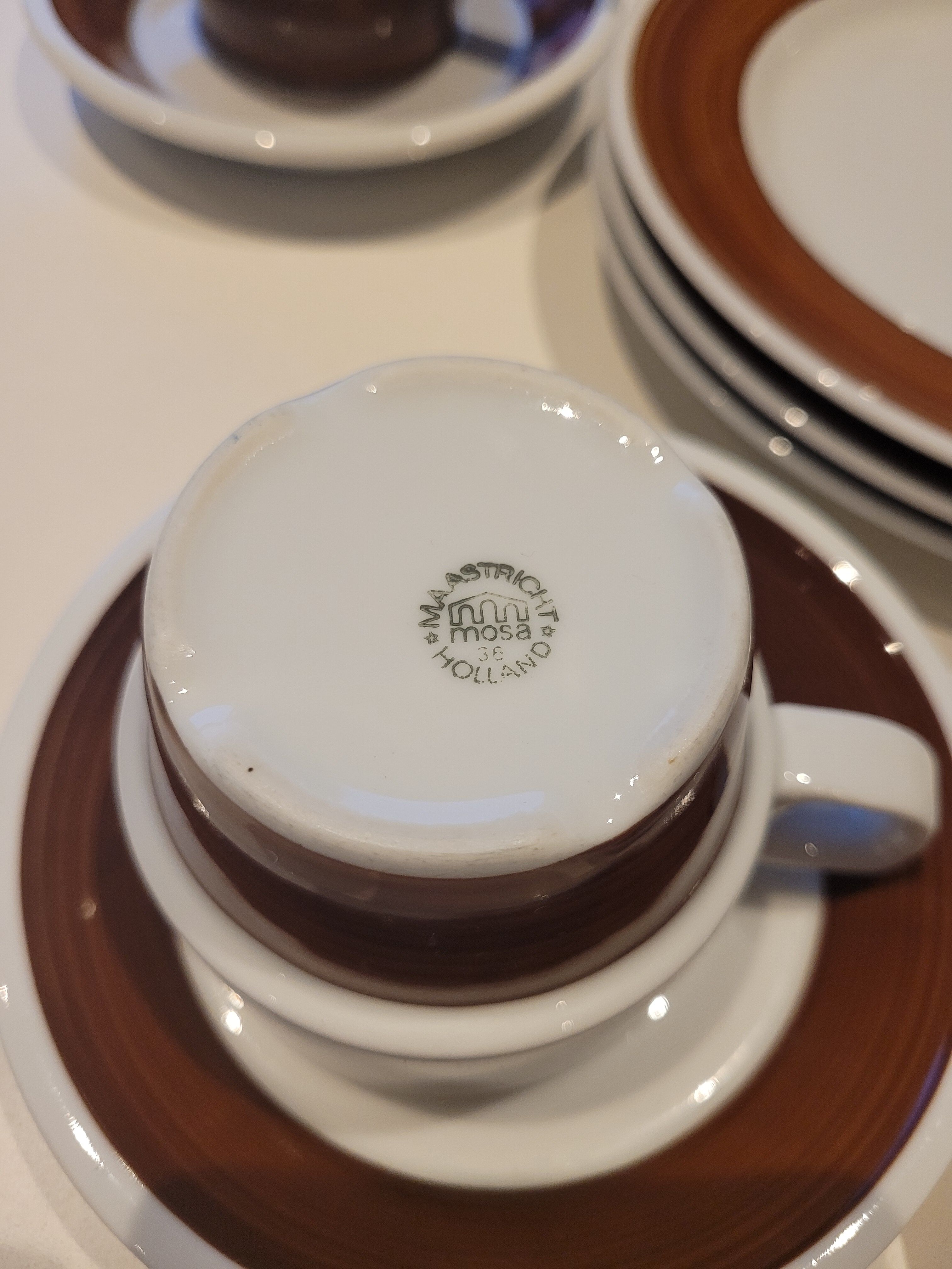 4 cups, and dessert plates MOSA Maastricht Holland