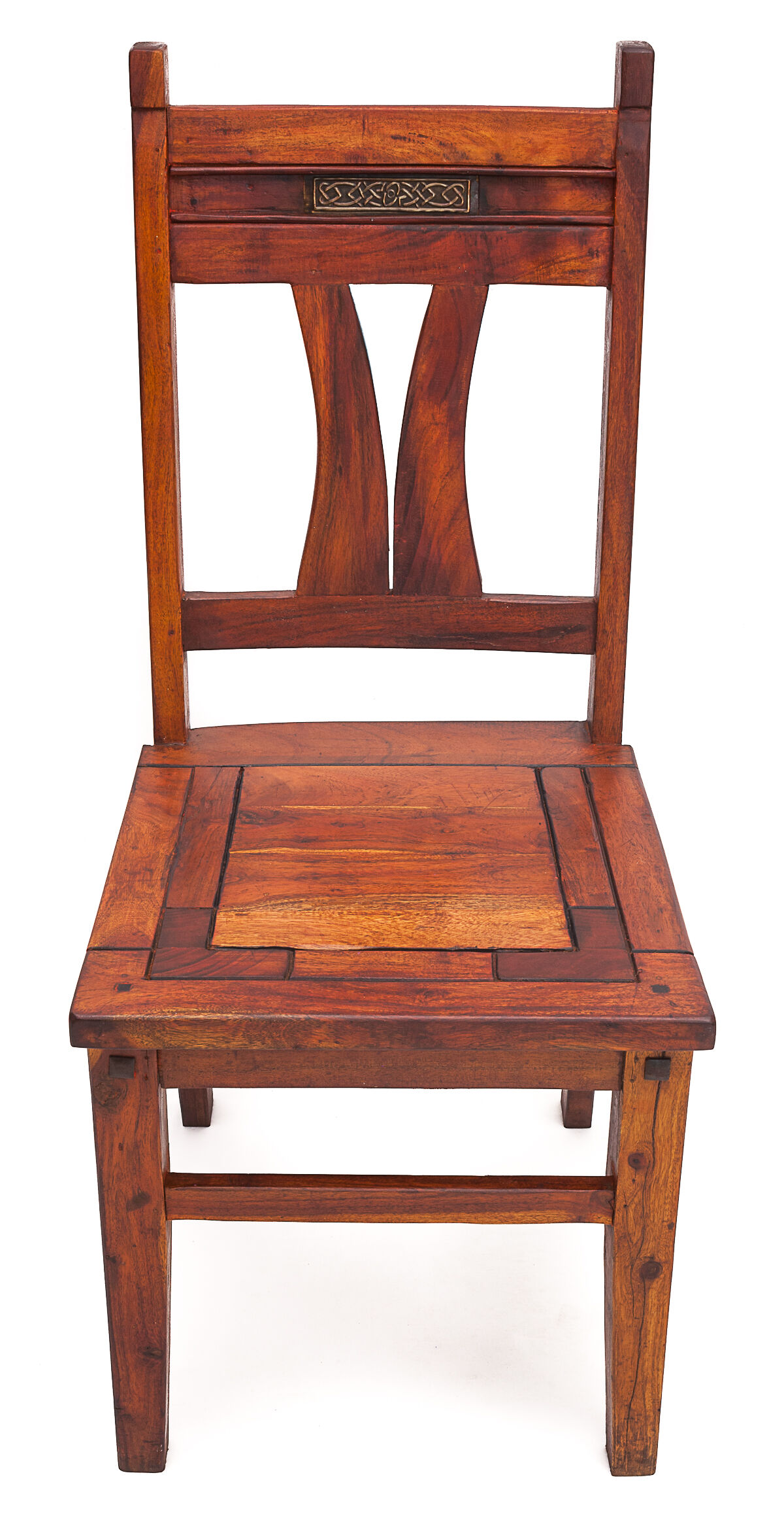 Set of 4 chairs in solid mahogany, vintage Art Nouveau, 1900