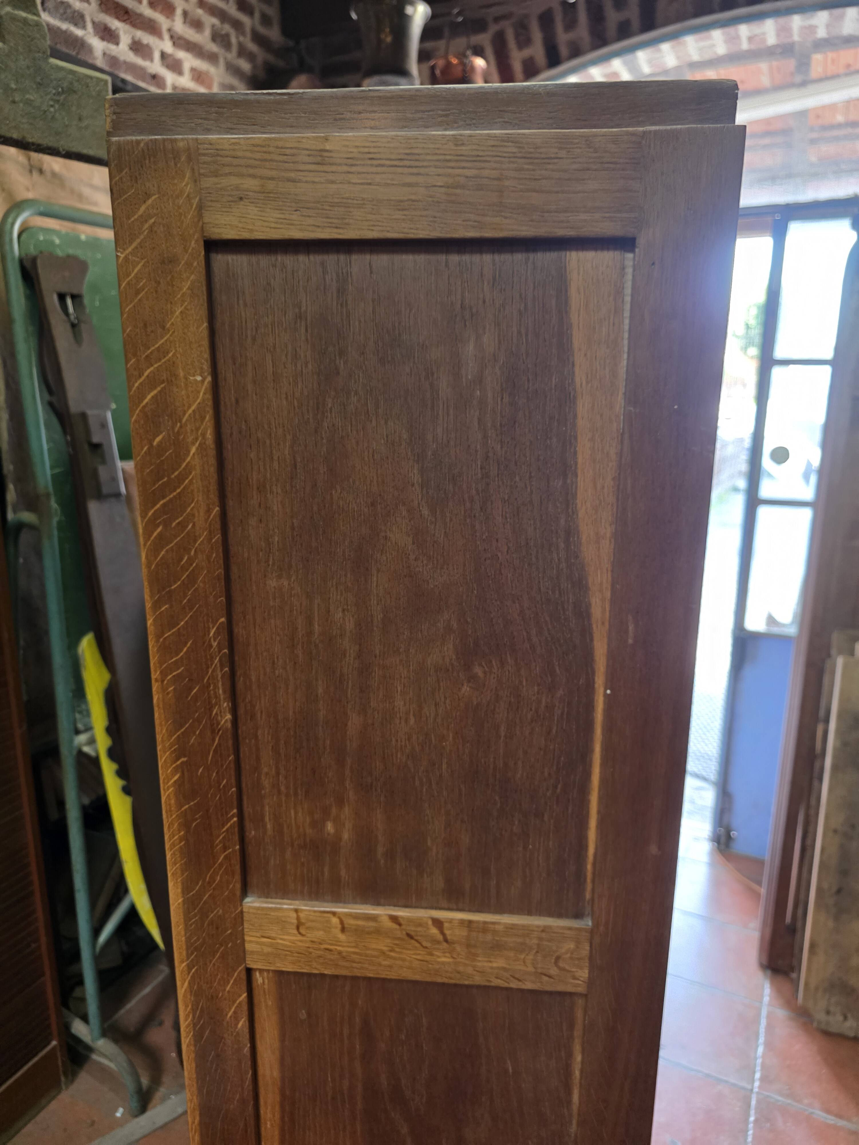 Antique double curtain cabinet in oak