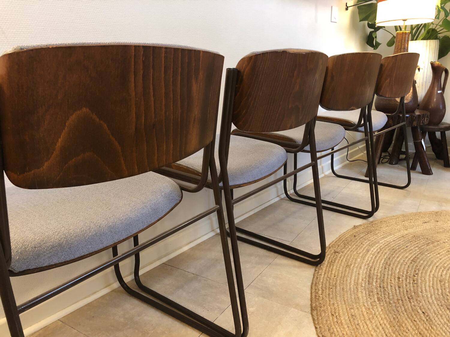 4 chaises scandinaves noyer, 1970