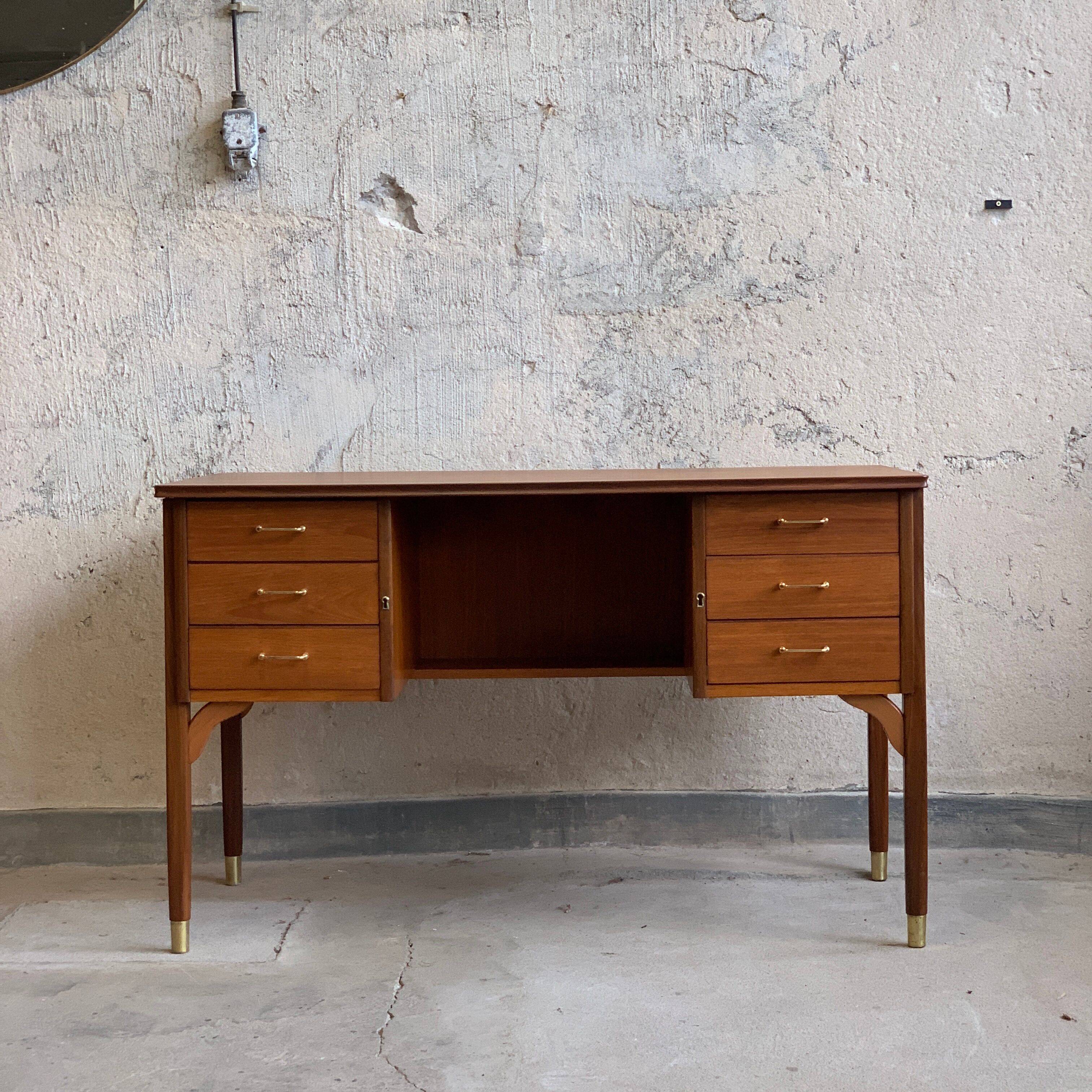 Teak desk on rosewood legs, 60s Norway, vintage