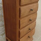 Art Deco 5-drawer chiffonier in solid wood with brass knobs – Fully restored