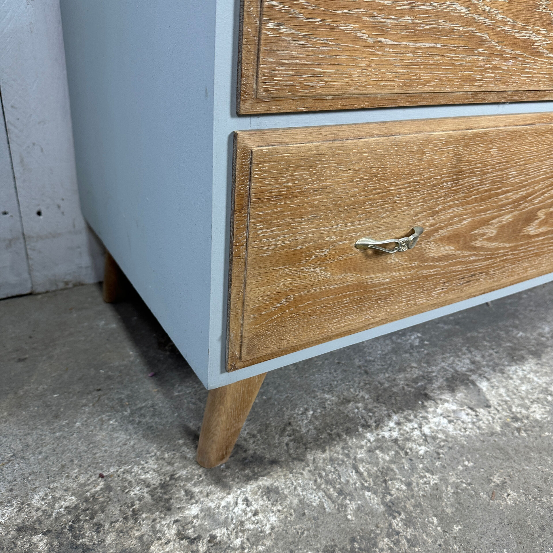 Vintage commode from the 50s-60s – cerused wood and grey