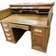 Vintage American desk made of solid wood with a curtain.