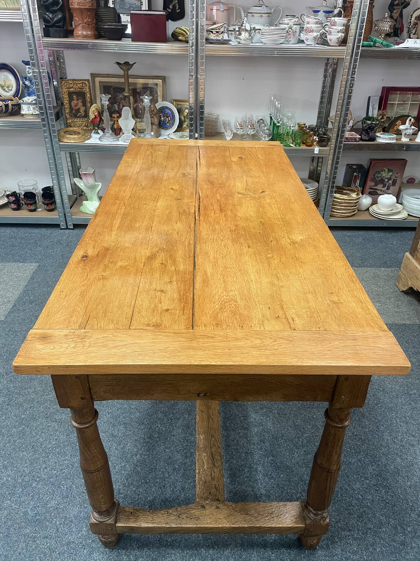 Table de ferme ancienne Louis XIII en chêne massif – Console / Îlot d'