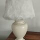 70s satin ceramic lamp and fur shade