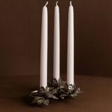 Silver-plated Metal Candlestick with 3 Flower Cups - Vintage Mid-Century Italian Design (1960s)