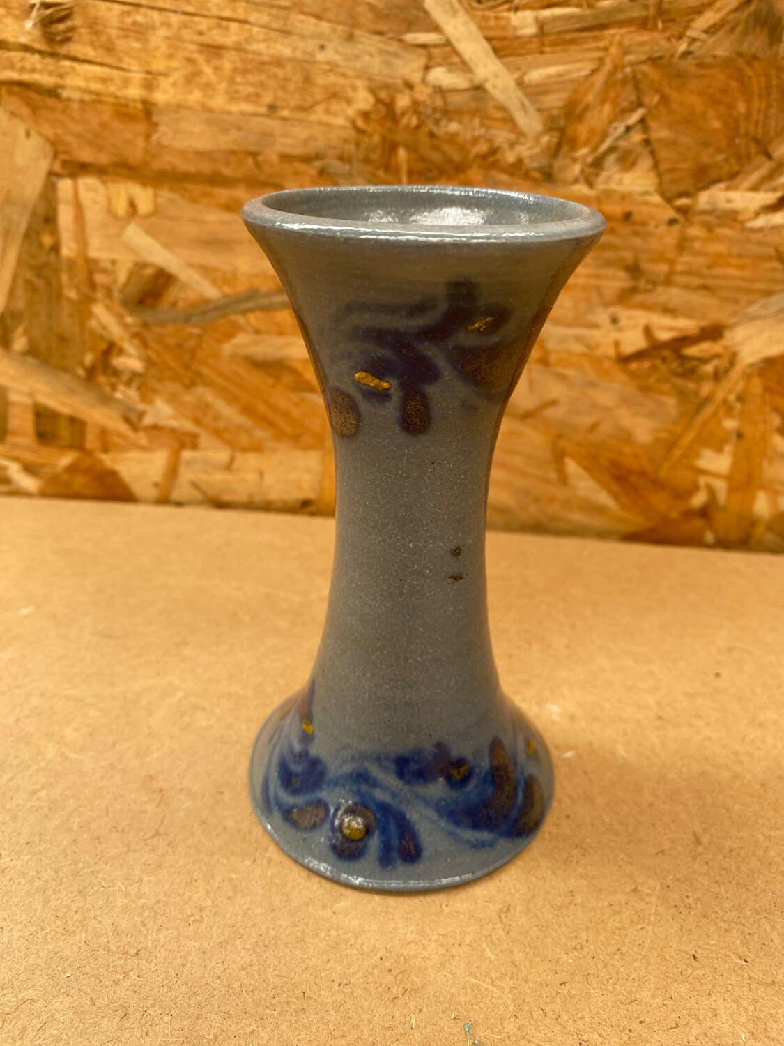 Old vase soliflore betschdorf remmy fils blue stoneware vintage flower decor