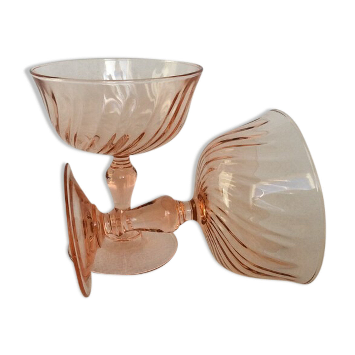 Set of 2 champagne glasses Luminarc Rosaline cocktail 70s