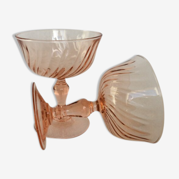 Lot de 2 coupes à champagne Luminarc Rosaline cocktail années 70