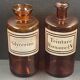 Antique apothecary pots in amber glass, set of 2 - 22 cm