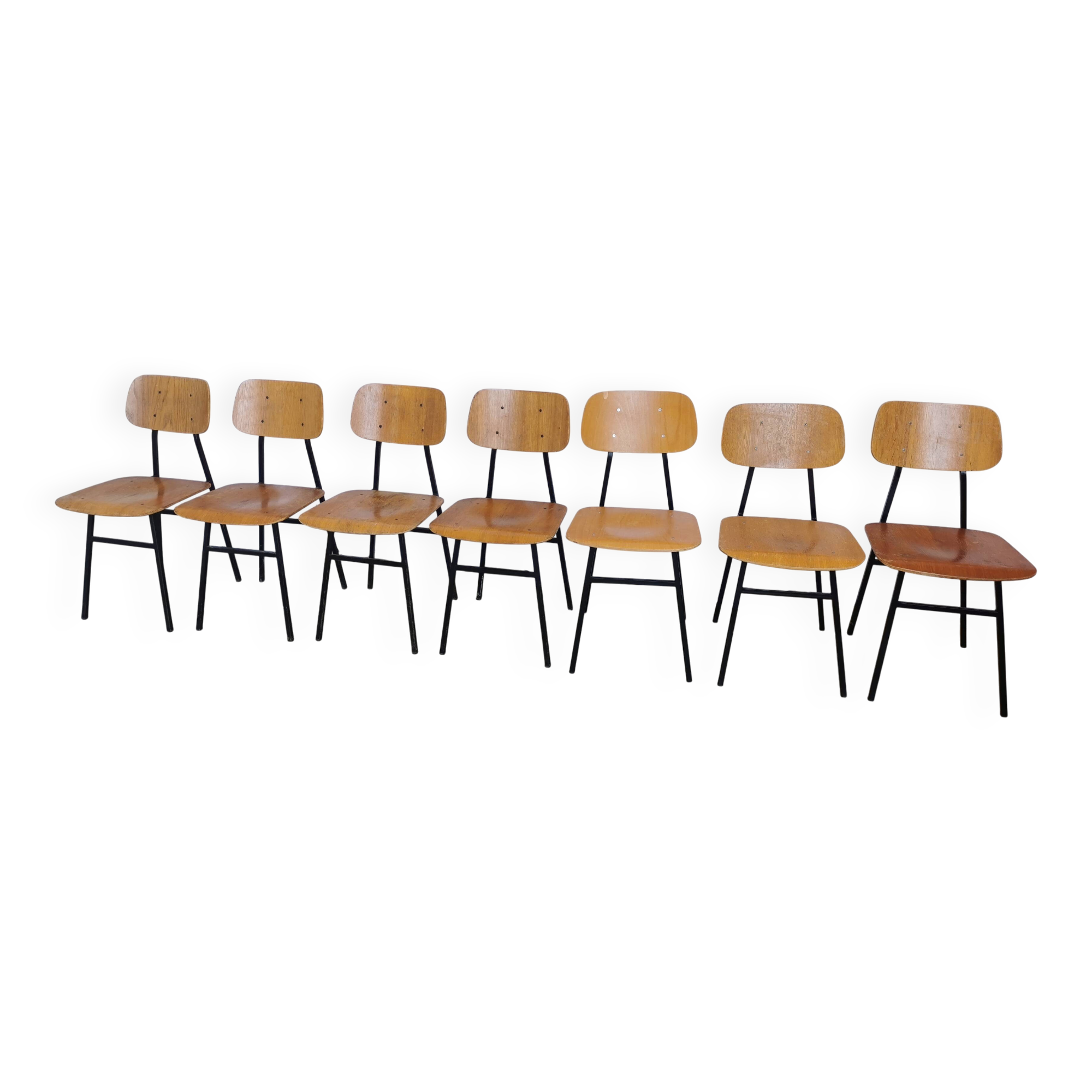 Set of 7 vintage school chairs by stol kamnik / 1970s yugoslavia / mid-cent