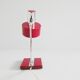 Mid century desk lamp burgundy with chrome and wood, red table lamp 1960s