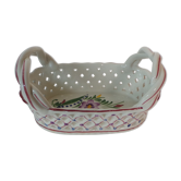 Empty pocket basket painted faience painted decor flower