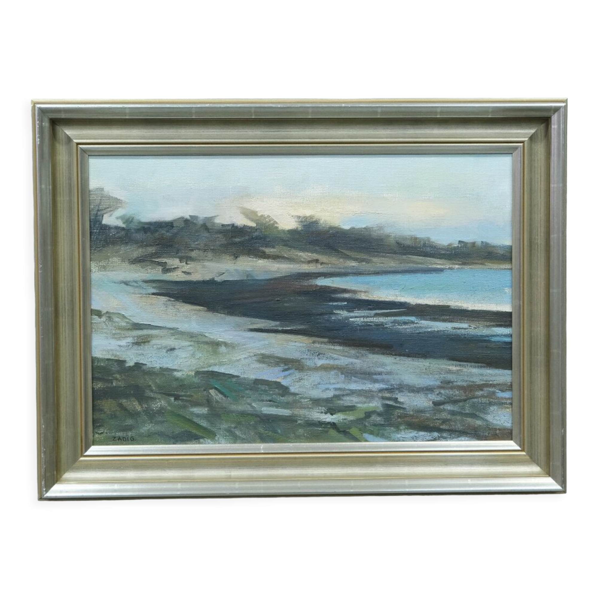 Jacques Zadig, Scandinavian Modern Landscape, Oil on Canvas, Framed