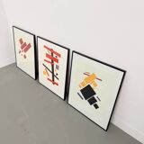 Set of 3 frames with Casimir Malevic lithographs