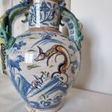 Ancient Spanish pottery amphora, Talavera Niveiro pottery 19th century