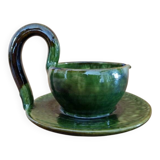 Aegitna in Vallauris - Sauceboat and its supporting saucer in enamelled earthenware