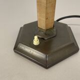 lampe de table Art déco unique en laiton et bois, Allemagne années 1930
