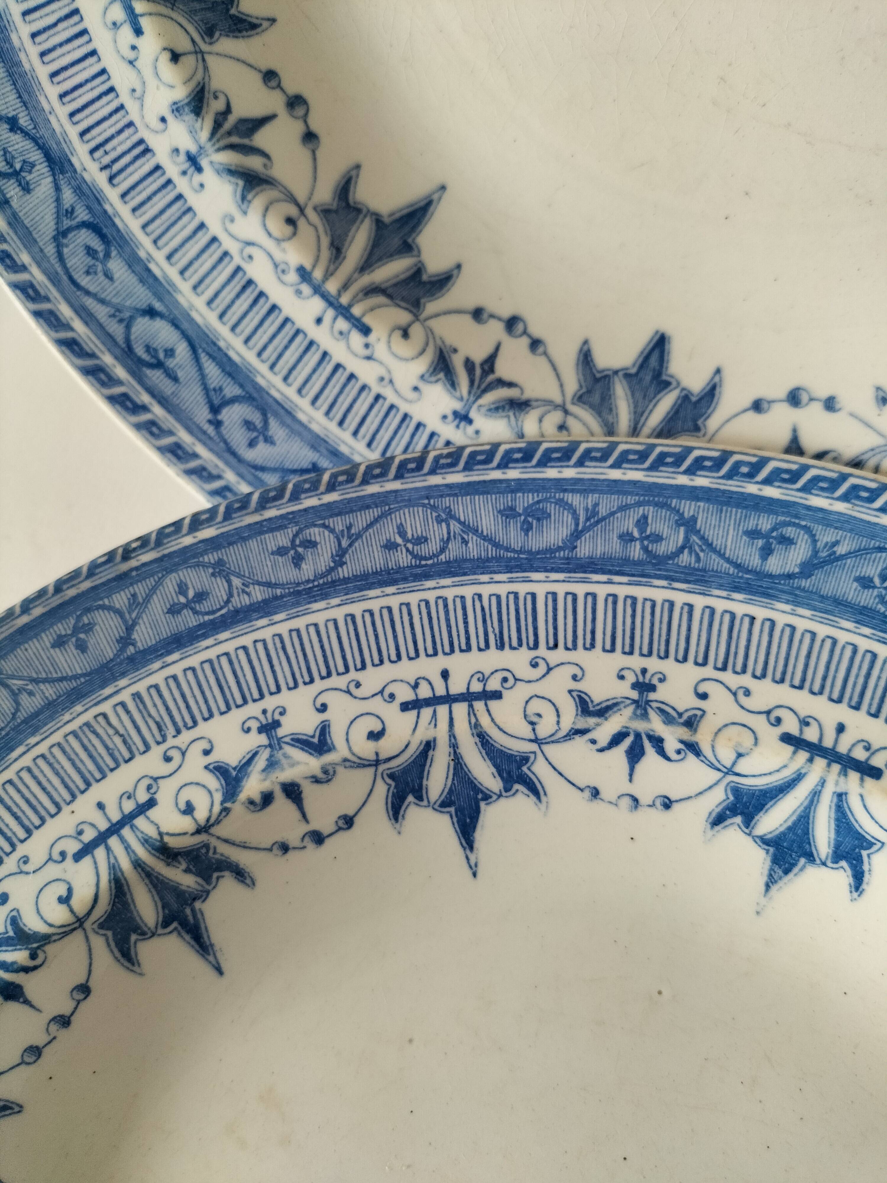 Pair of old Boulenger Choisy-le-Roi soup plates – Gallic decor