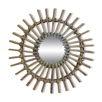 Small wicker sun mirror