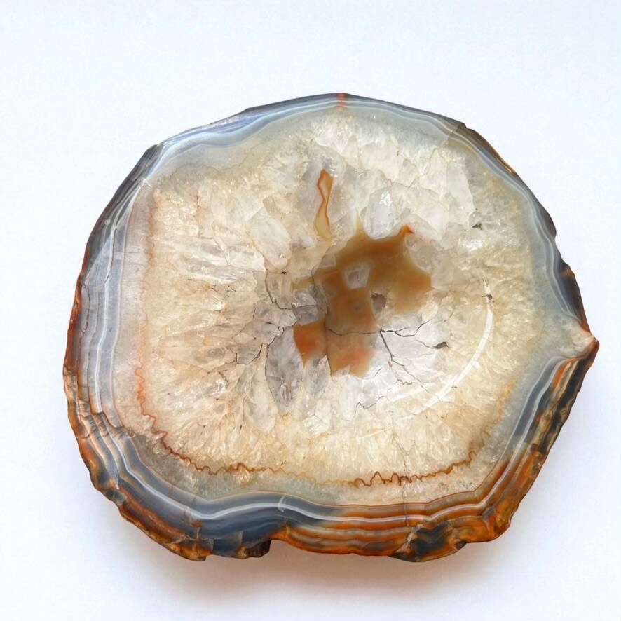 Vintage blue crystal agate slice ashtray 1960s