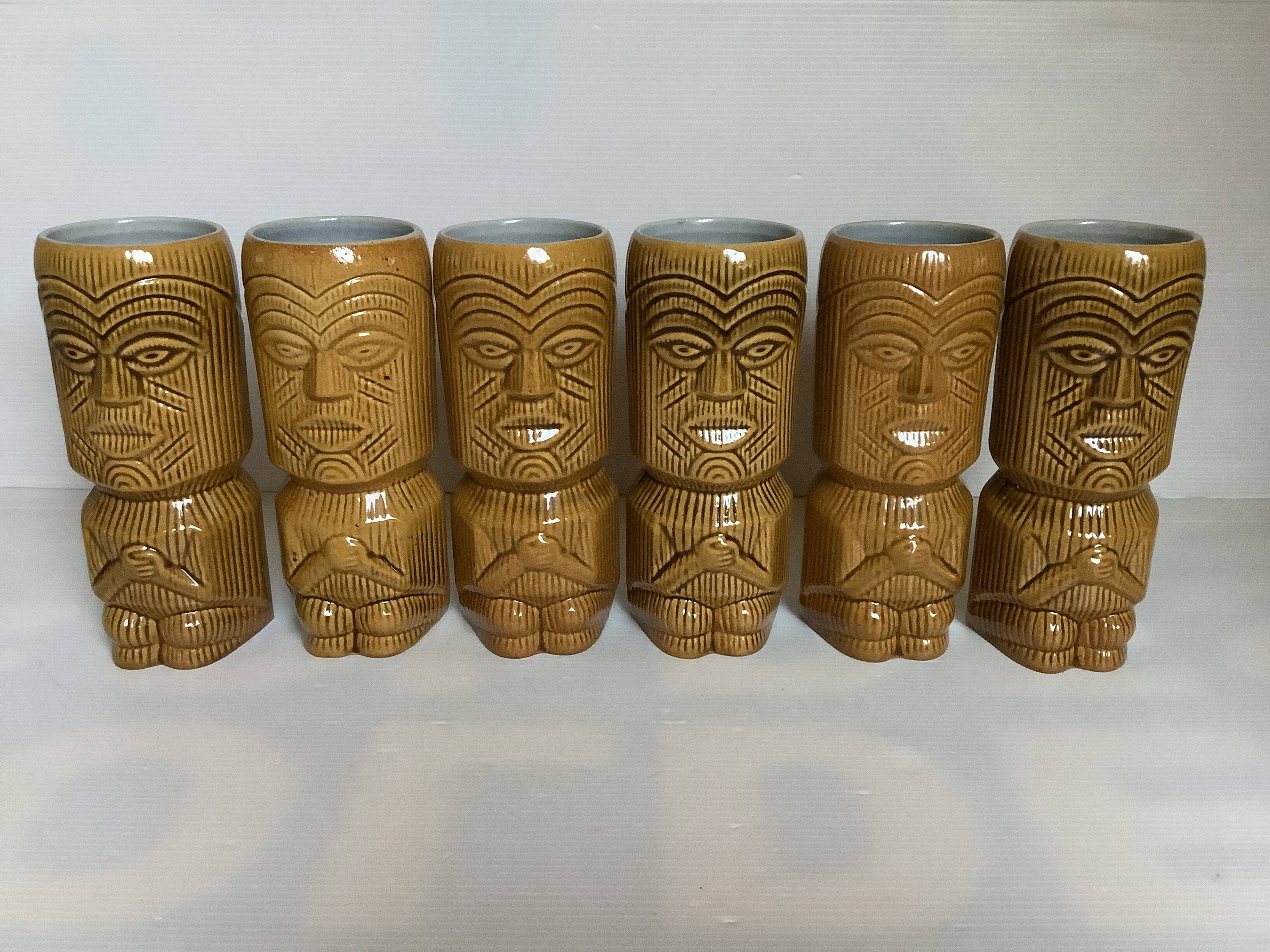 Six moai vases