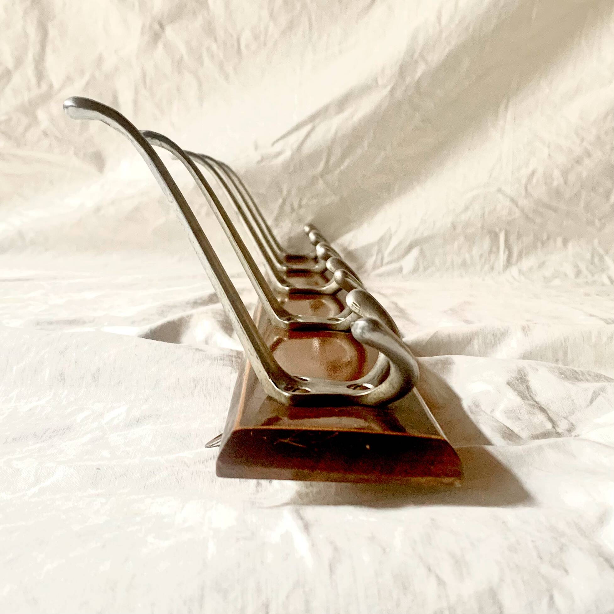Vintage wooden wall coat rack - 5 hooks