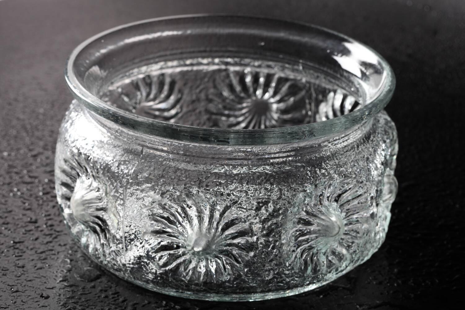Pressed Glass Bowl: Kvety Flower Design by Pavel Panek / 1973