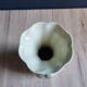 Vintage White Broken Ceramic Vase with Floral Pattern, Ribbed Vase