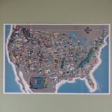 Poster of the USA, pictorial map of the United States