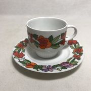 Series 6 cups old kaiser ceramic white + flowers vintage designs
