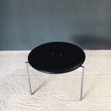 Midcentury Modern Leather Tripod Stool by Uno & Östen Kristiansson for Luxus, Sweden, 1960s