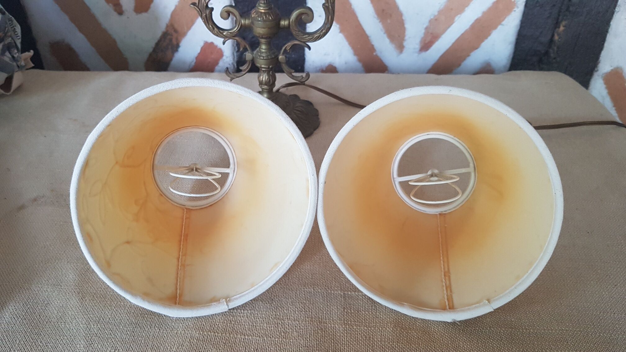 Candlestick lamp bronze double fire