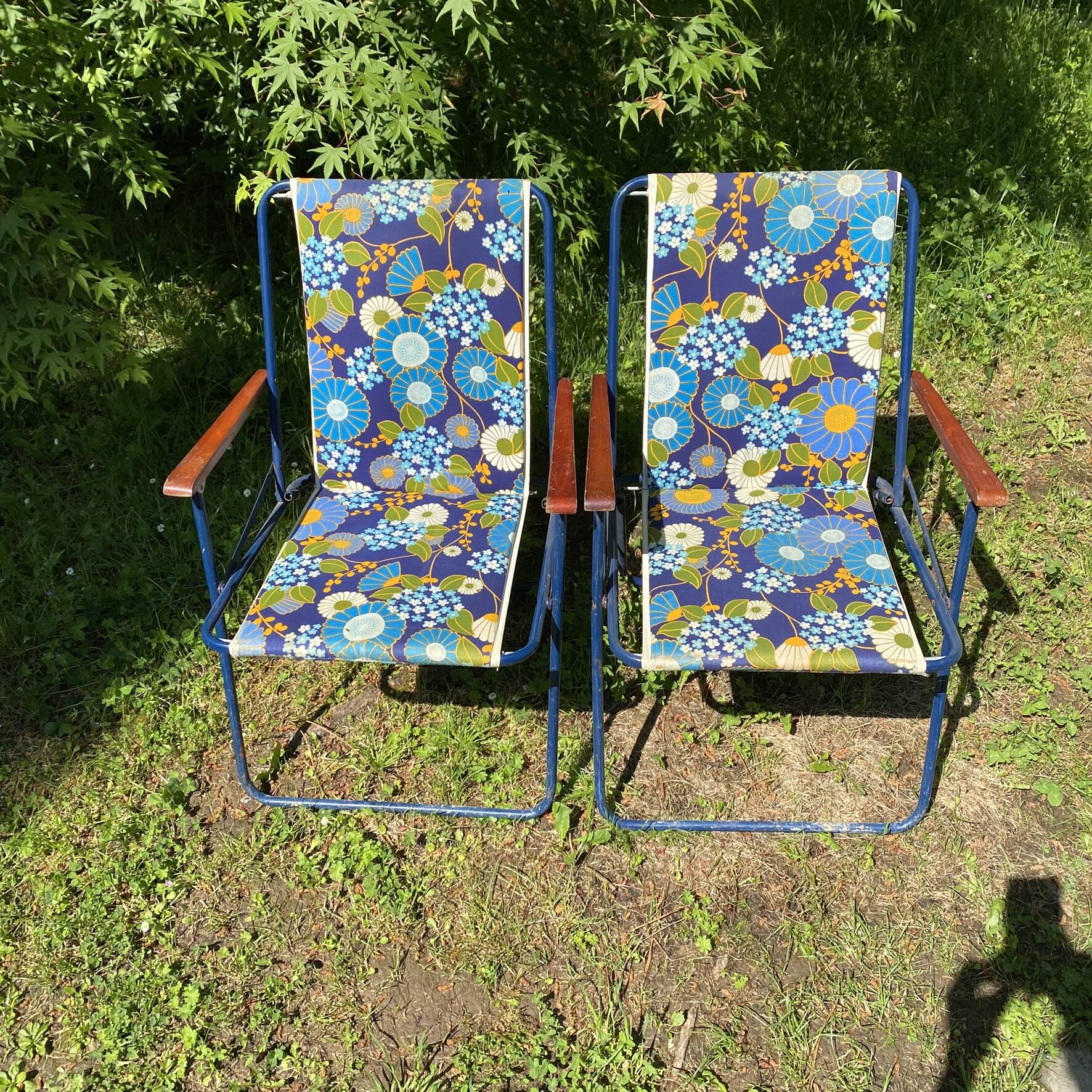 Chaises de camping pliantes années 70 , chaises de jardin
