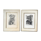 Pair of engraving/etchings signed Delas-Rodet