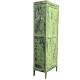 Antique Parisian bonnet wardrobe with khaki patina