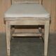 Pair of Swedish-style accent chairs in recycled pine with upholstered seats.